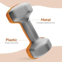 SPORTNOW 2 x 1.5kg Hexagonal Dumbbells Weights Set with Non-Slip Grip for Home Gym Workout, Orange(m-5)