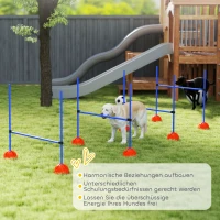 PawHut Set d'agility pour chiens 4 pièces avec 4 haies et sac de transport pour entraînement au saut, Bleu(m-4)