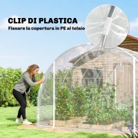 Outsunny Serre tunnel 3x4x2 m avec portes enroulables, châssis en acier et couverture en PE anti-UV, transparent(m-4)