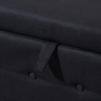 HOMCOM Panca contenitore 2 in 1 con piedi in legno, in tessuto effetto lino, 146.5x49x72 cm, Nero(m-5)