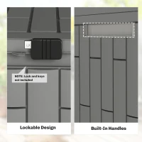 Outsunny Tuinbox 379 Liter Waterdicht Afsluitbaar UV-bestendig Opbergbox met Houtlook voor Tuin 122,5x56x62cm Grijs(m-6)