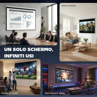 HOMCOM Schermo per Proiettore 100 Pollici Formato 4:3 Regolabile con Telecomando, Schermo di Proiezione Motorizzato Compatto, Installazione a Parete o Soffitto, 203x152 cm, Bianco(m-9)