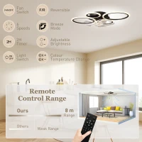 HOMCOM Plafondventilator met verlichting en afstandsbediening, 77 cm LED-plafondventilator met 3 lichtkleuren, 6 snelheden, timer(m-8)
