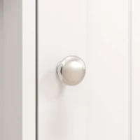 HOMCOM klappbares Bügelmöbel auf Rollen mit offenem Ablagefach und Schrank, 121x37x89 cm, Weiß und Grau(m-5)