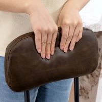 HOMCOM Lot de 2 Tabourets Hauts de Cuisine Pivotants Revêtus en PU avec Dossier Structure Métallique Repose-pieds Marron foncé(m-5)