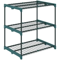 Outsunny Support plantes 3 niveaux, 72 cm de hauteur, support à fleurs intérieur/extérieur, étagère à plantes en acier, Vert foncé(m-7)