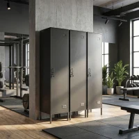 HOMCOM Casier métallique avec porte verrouillable et tringle, casier en acier individuel pour la maison ou le bureau, Noir(m-5)