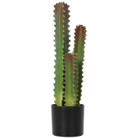 HOMCOM Cactus Artificial 66 cm Planta Artificial Decorativa con Maceta y 3 Hojas para Decoración del Interior Verde