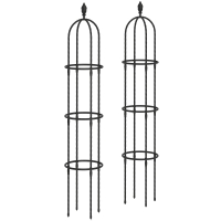Outsunny Tuteur de jardin 2 pièces 174 cm Obélisque en acier Amovible Support pour plantes grimpantes Rose