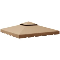 Outsunny Toit pour gazebo 3x3 m 2 niveaux avec 8 trous de drainage en polyester Kaki(m-7)