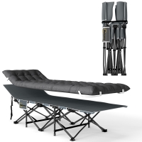 Outsunny Pat de camping pliabil cu saltea detașabilă suport pentru cap și husă de transport 196x68x37 cm Gri închis