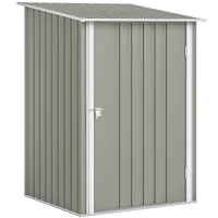 Outsunny Cabane de Jardin pour Outils en Acier Galvanisé avec Porte, 100x104x160 cm, Gris Clair(m-5)