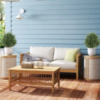 HOMCOM Lot de 2 Plantes Artificielles, Cyprès résistant aux UV avec 387 feuilles et piquet de terre, Ø40 x 60H cm, Vert(m-4)