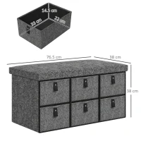 HOMCOM Panca Porta-Scarpe Imbottita con 6 Vani per Scarpe, Telaio in MDF, Effetto Lino, Grigio(m-3)