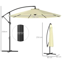 Outsunny Parasol de Jardin 3x2,5 m Déporté Inclinable avec Manivelle, Beige(m-3)