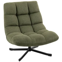 HOMCOM Poltrona girevole lounge con seduta ampia in chenille idrorepellente, Verde(m-1)