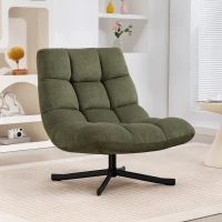 HOMCOM Poltrona girevole lounge con seduta ampia in chenille idrorepellente, Verde(m-2)