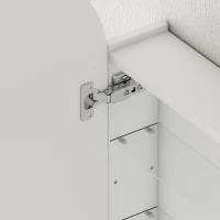 HOMCOM Dulap de perete pentru baie cu oglindă, corp pentru baie fără ramă în arc și etajere reglabile din sticlă, alb(m-5)