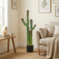 HOMCOM Plantă artificială de interior 111 cm, cactus artificial în ghiveci, pentru casă, birou, living, dormitor, verde(m-2)