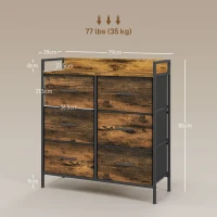 HOMCOM Cassettiera con 6 Cassetti Pieghevoli in Tessuto, Struttura in Acciaio e Stile Industriale 79x29x85 cm, Marrone Rustico(m-3)