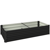 Outsunny Rechteckiger Garten-Pflanzkasten aus verzinktem Stahl mit Sicherheitsrand und offenem Boden 150x70x30cm dunkelgrau