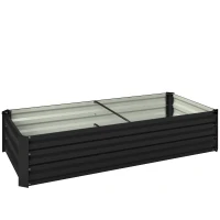 Outsunny Rechteckiger Garten-Pflanzkasten aus verzinktem Stahl mit Sicherheitsrand und offenem Boden 150x70x30cm dunkelgrau(m-1)