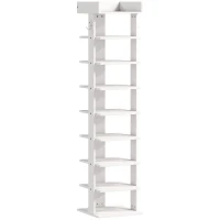 HOMCOM Estante para Sapatos 9 Níveis Organizador de Sapatos em Madeira com Bandeja Superior e 2 Ganchos, para Entrada, Branco(m-1)