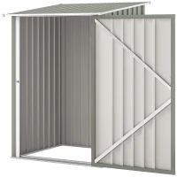 Outsunny Cabane de Jardin pour Outils en Acier Galvanisé avec Porte, 100x104x160 cm, Gris Clair(m-1)