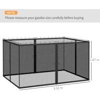 Outsunny Plase anti-țânțari pentru tonelă barnum pavilion de grădină 3 x 4 m - set de 4 plase cu fermoar + cârlige de prindere(m-3)