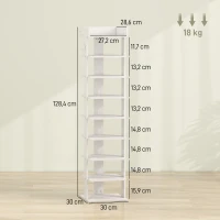 HOMCOM Estante para Sapatos 9 Níveis Organizador de Sapatos em Madeira com Bandeja Superior e 2 Ganchos, para Entrada, Branco(m-3)