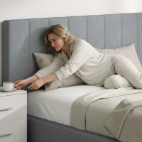 HOMCOM Tête de lit 3-fois réglable hauteur tête de lit avec pieds en métal aspect lin pour chambre 160x10x106/116/126 cm Gris(m-4)