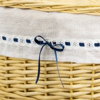 HOMCOM Cesto biancheria in salice con coperchio e sacco estraibile, Legno naturale(m-3)