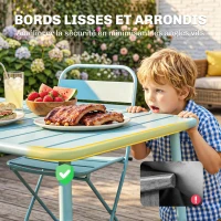 Outsunny Conjunto de Jantar Exterior 5 Peças, Conjunto de Jardim para 4 Pessoas com Tampo em Ripas e Cadeiras Dobráveis, Verde Claro(m-4)