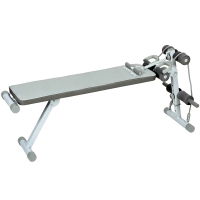 SPORTNOW Multifunktionale Hantelbank, verstellbare Flachbank mit 3-stufigem Sitz, 141 x 52 x 54-71 cm, Blau und Weiß