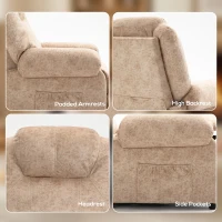 HOMCOM Fotoliu Relax Rabatabil Manual din Material Textil cu Suport pentru Picioare Extensibil și Buzunar Lateral, Bej(m-6)