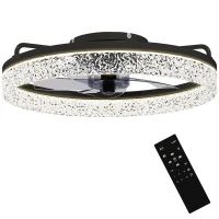 HOMCOM Ventilateur de plafond avec lumière, ventilateur de plafond LED dimmable avec télécommande pour chambre et salon, Noir(m-1)