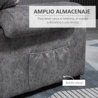 HOMCOM Sillón Relax Reclinable Manual hasta 135º con Reposabrazos Reposapiés Acolchado Grueso Gris(m-5)