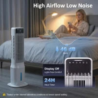 HOMCOM Draagbare luchtkoeler, 3-in-1 verdampingsluchtkoeler met 9-liter watertank, 48° oscillatie, 3 snelheden, 3 modi, wit(m-7)