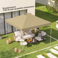 Outsunny Ersatzdach für Pavillon 3 x 3 m UV50+ wasserdicht mit 8 Abflussöffnungen 3 x 3 m, Creme(m-2)