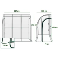 Outsunny Serra da balcone addossata con 2 porte, 214x118x212 cm, Trasparente(m-3)