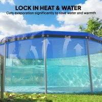 Outsunny Ronde zwembadafdekking Ø 550 cm stof- en waterdicht afdekzeil met beveiligingskoord en spanner voor zomer & winter, Blauw(m-7)