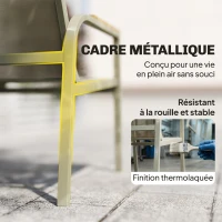 Outsunny Salon de Jardin Ensemble de Terrasse avec Canapé 2 Places, 2 Fauteuils et Table Basse en Verre Trempé 4 Pièces Vert(m-6)