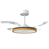 HOMCOM Ventilatore da soffitto con luce LED e telecomando, pale retrattili, 95 cm, Legno naturale