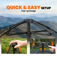 Outsunny Błyskawiczny namiot z osłoną przeciwdeszczową, wodoodporny namiot kopułowy dla 2-3 osób, z podłogą, 4 okna, 235x235x184 cm, khaki(m-5)