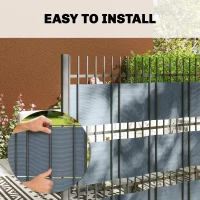 Outsunny Set 4 Panouri de Gard Anti-UV Impermeabile cu Cleme, din PP, 3500x19 cm, Gri(m-6)