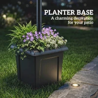 Outsunny Solar-Gartenlaterne mit Pflanzkübel, 2 Leuchten, wasserdicht IP44, automatisches An/Aus, höhenverstellbar(m-4)