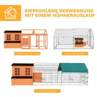 PawHut Poulailler avec pondoir pour 4-6 poules, toit imperméable, Tannenholz, Kunststoff, 100 x 86 x 100 cm, Orange(m-4)
