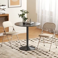 HOMCOM Set 2 sedie pieghevoli imbottite con telaio in acciaio, Beige(m-2)