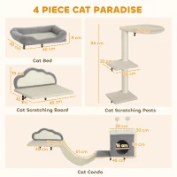 PawHut Set tiragraffi da parete 4 pezzi con superfici in sisal per gatti, Beige(m-3)