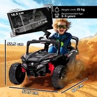 AIYAPLAY Auto Elettrica per Bambini con Telecomando e 2,4G Sospensione, Posteriore Fari e Musica, 88x57.5x55.5 cm, Nero(m-3)